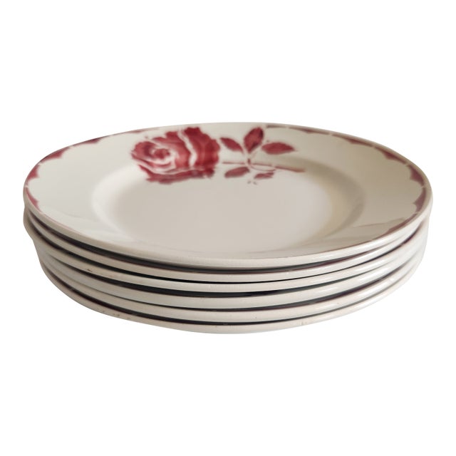 1940s French Art Deco Cafe Plates, Set 6 For Sale