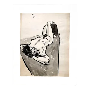1946 Watercolor & Ink on Paper Image of a Reclining Nude by Artist Harold Haydon