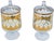 American Mid 20th Century Green & Gold Patterned Culver Glass Candy Jars- Set of 2 For Sale - Image 3 of 5