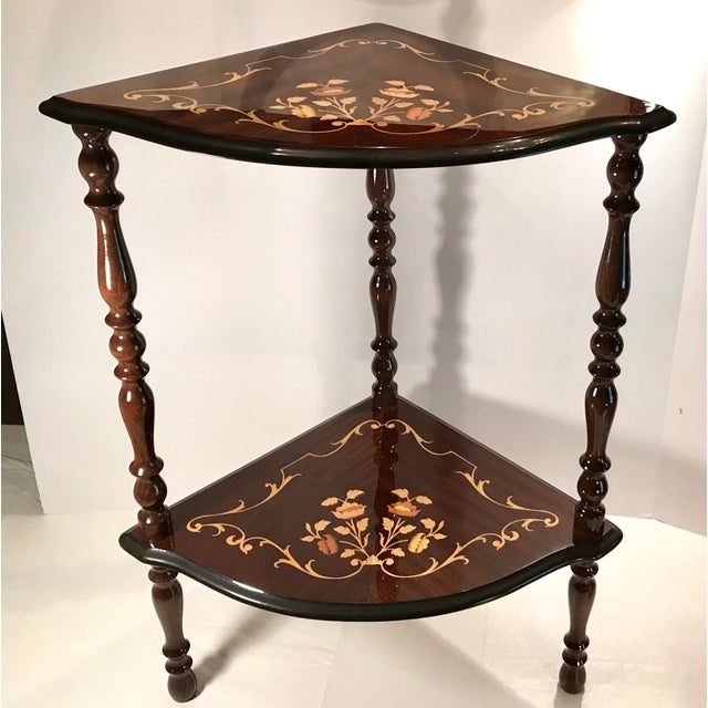 Vintage Italian Inlaid Wooden Corner Table Chairish