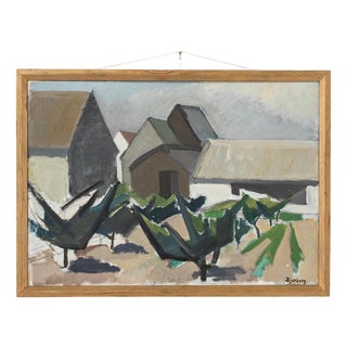 Viggo Djurberg, Village, 1950s, Oil on Canvas, Framed For Sale
