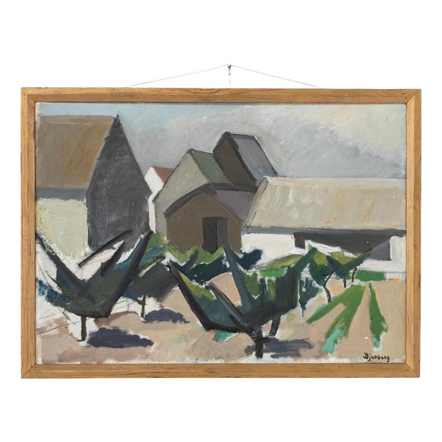 Viggo Djurberg, Village, 1950s, Oil on Canvas, Framed For Sale