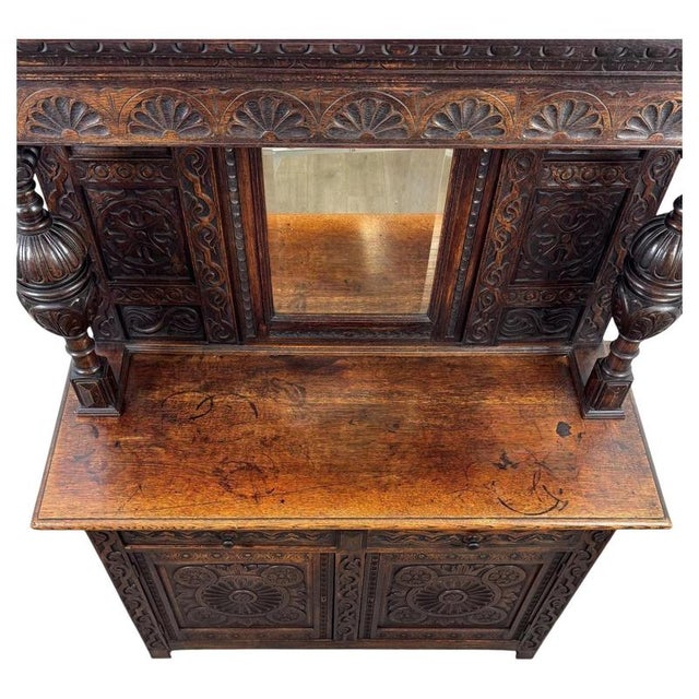19th Century 19th Century Victorian English Carved Oak Sideboard For Sale - Image 5 of 13