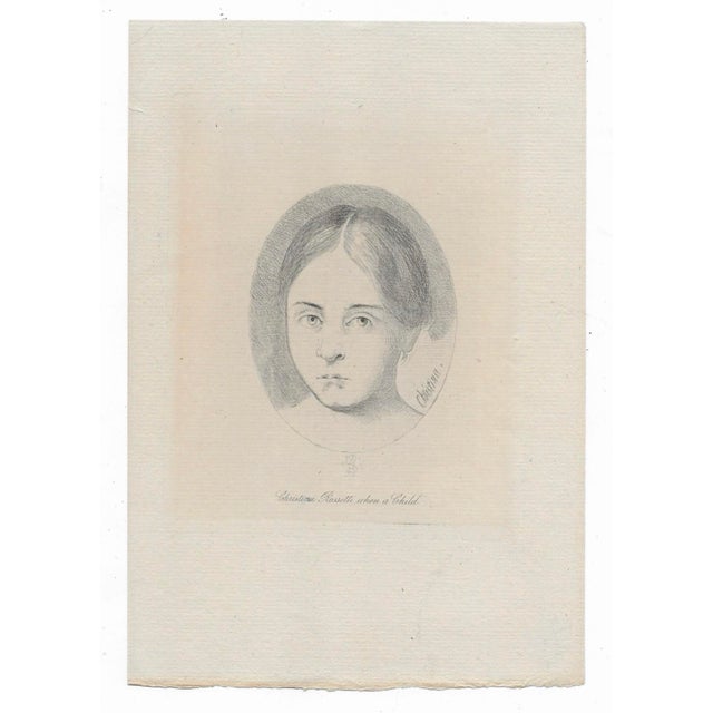 Engraving of writer Christina Rossetti (1830-1894) as child.