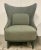 Original Retail $2397, stylish and sculptural Caracole Modern Cool Olive Suede Forma Accent Chair, faux shearling seat...