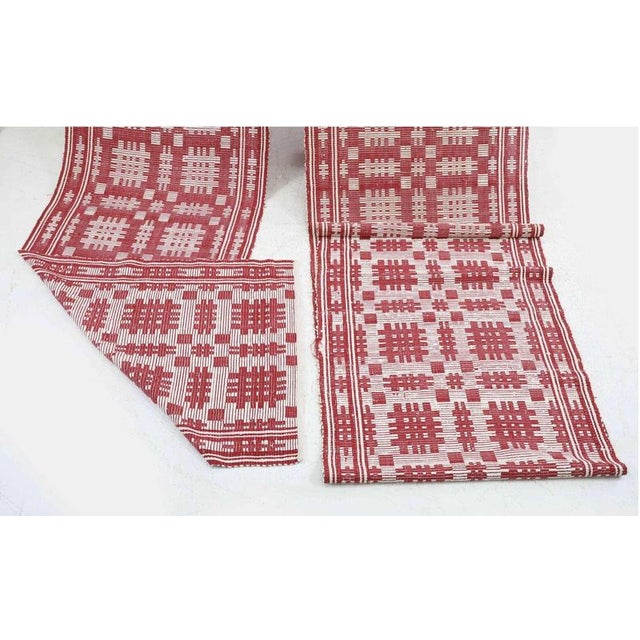 Early 20th Century Swedish Red & White Pattern Runner Rug For Sale - Image 5 of 9