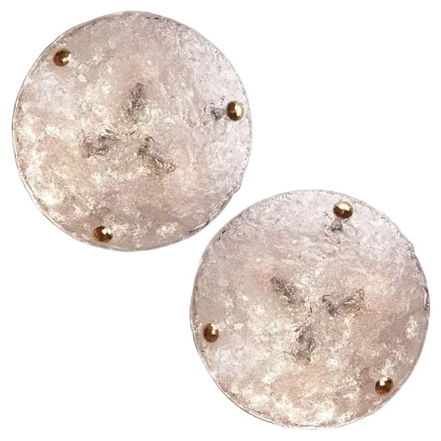 Large Textured Murano Glass Flush Mount from Hillebrand, 1965 For Sale