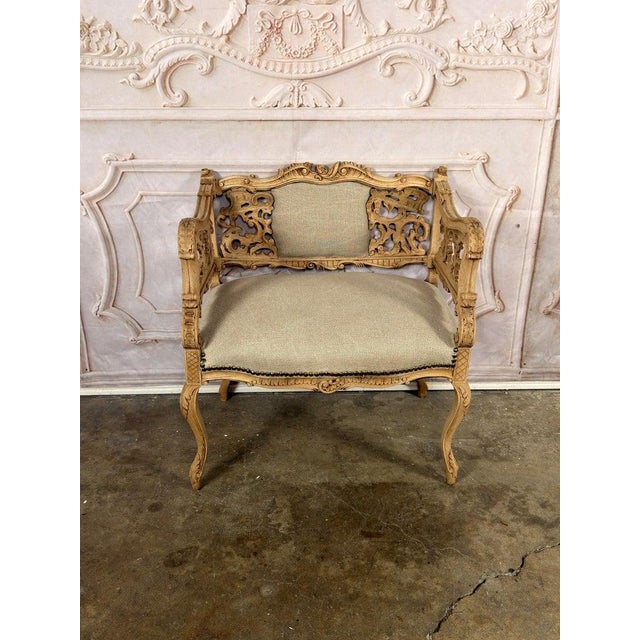 Baroque Antique Venetian Rococo Pierced Bench Settee- Hand Carved Bleached Walnut For Sale - Image 3 of 17