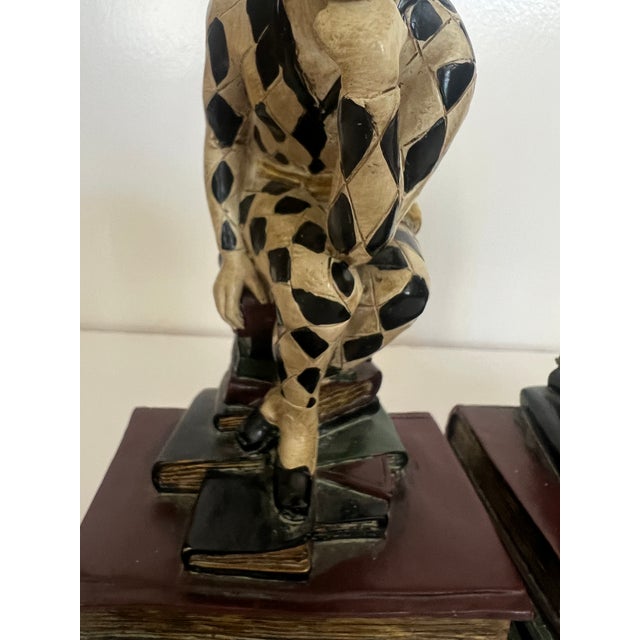 Vintage 1920's's Pair of French Harlequin or Jester Figure Book Ends For Sale In Sacramento - Image 6 of 10