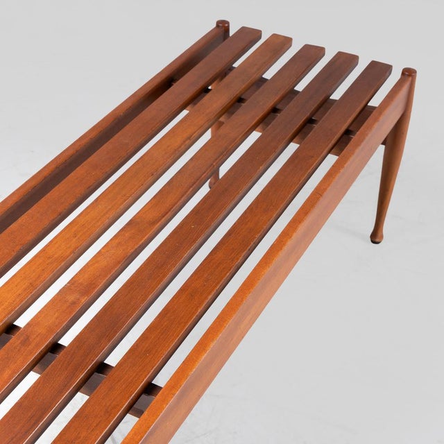 Slatted Teak Bench, 1960s For Sale - Image 9 of 10