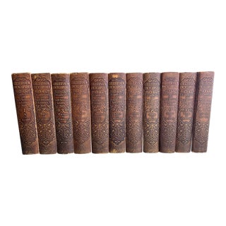 Set of 11-1920s Leather Bound Embossed Collier Encyclopedias For Sale