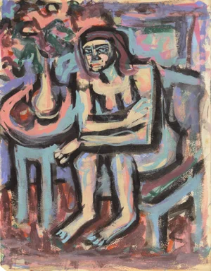 'Seated Nude' by Victor Di Gesu, C. 1955; Paris Post-Impressionist, Louvre, Los Angeles County Museum of Art