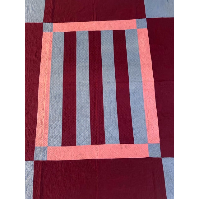 Early 20th Century Antique Amish Bars Quilt from Pennsylvania For Sale - Image 5 of 11