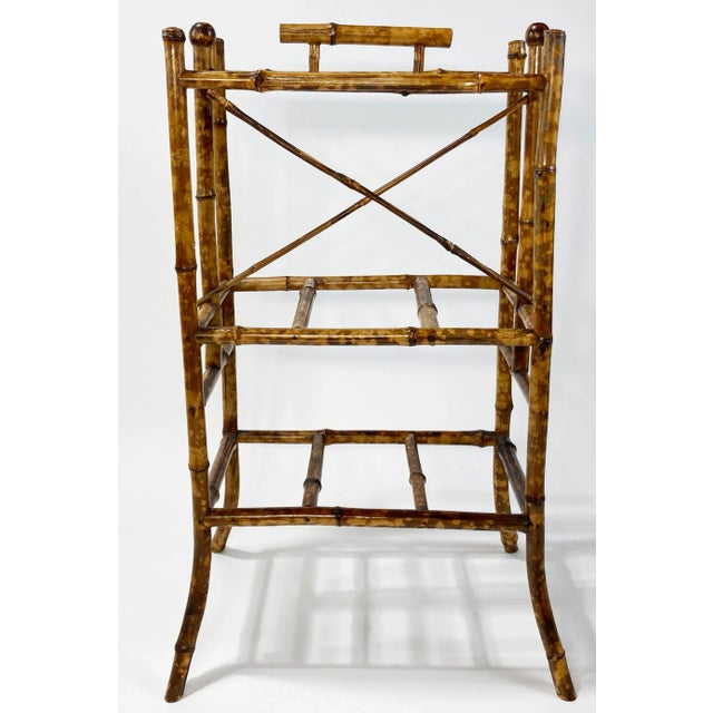 Late 19th Century Antique Scorched Bamboo Magazine Rack For Sale - Image 5 of 11