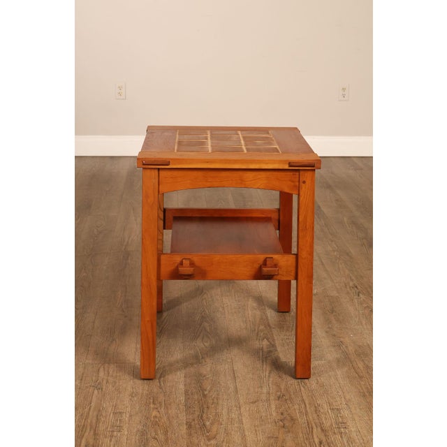 Stickley Mission Collection Pair Of Cherry Tile Top End Tables For Sale - Image 16 of 18