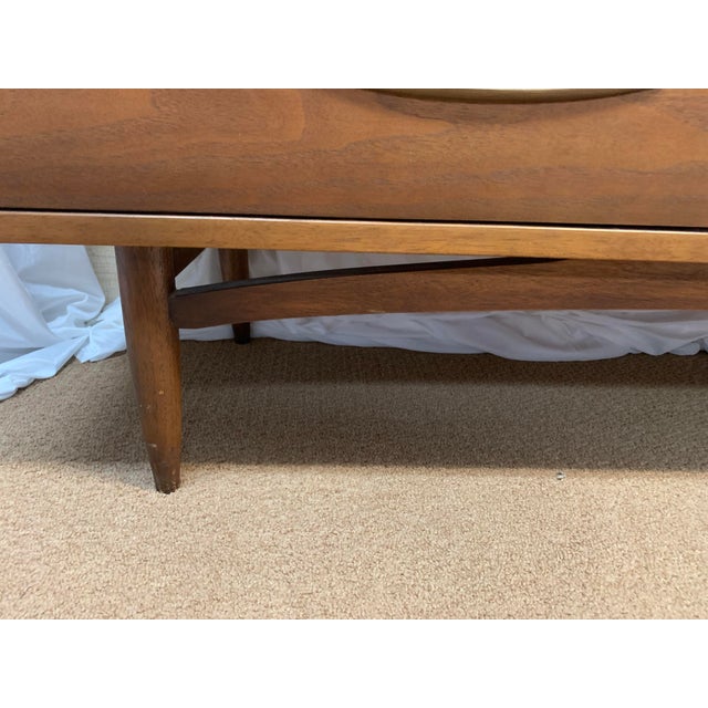 MCM Broyhill Sculptra Walnut Dresser With Mirror For Sale - Image 10 of 12
