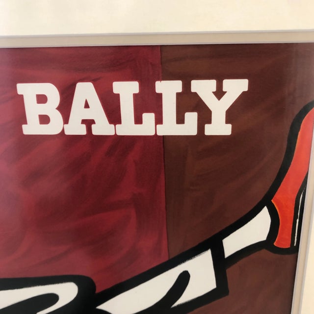 Contemporary Bernard Villemot Late 20th Century Bally Man Lithograph Poster, Framed For Sale - Image 3 of 7
