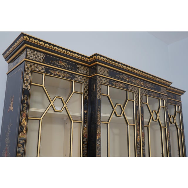 S. Hillie English Made Chinoiserie Breakfront Bookcase For Sale - Image 12 of 18