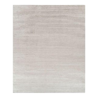 Rug & Kilim’s Oversized Textural Rug in Solid Taupe and White Tones and Striae - 14x17 For Sale