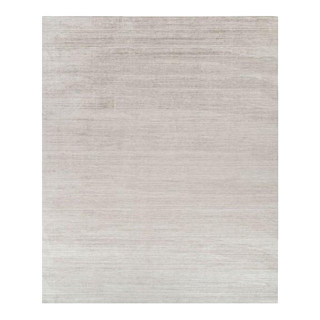 Rug & Kilim’s Oversized Textural Rug in Solid Taupe and White Tones and Striae - 14x17 For Sale