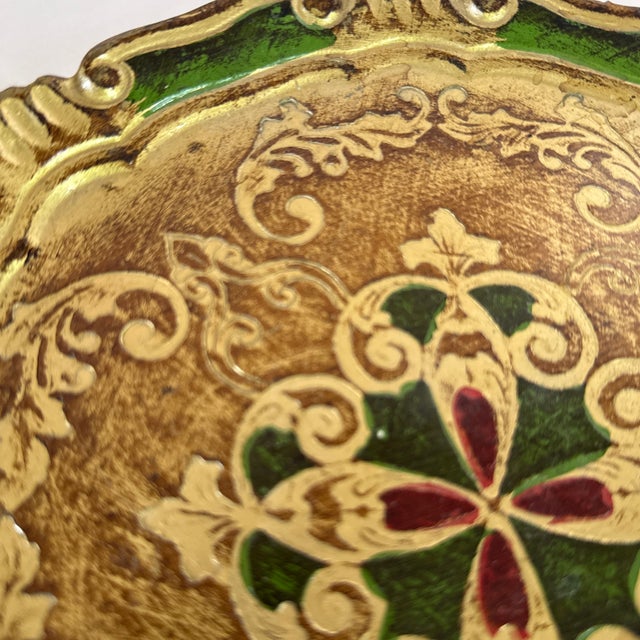 Italian Vintage Italian Florentine Giltwood Tray / Decorative Plate For Sale - Image 3 of 5