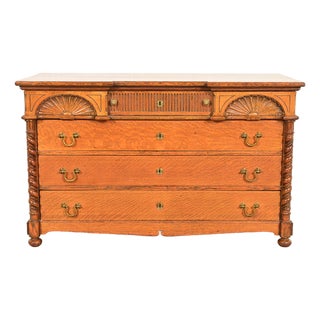 Herter Brothers Style Antique Victorian Carved Oak Dresser or Chest of Drawers, Circa 1890s For Sale