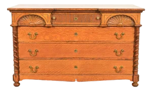 Herter Brothers Style Antique Victorian Carved Oak Dresser or Chest of Drawers, Circa 1890s