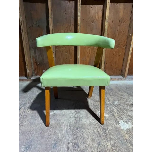Green Mid 20th Century Iconic Style Tub Green Vinyl Faux Leather Chair For Sale - Image 8 of 15