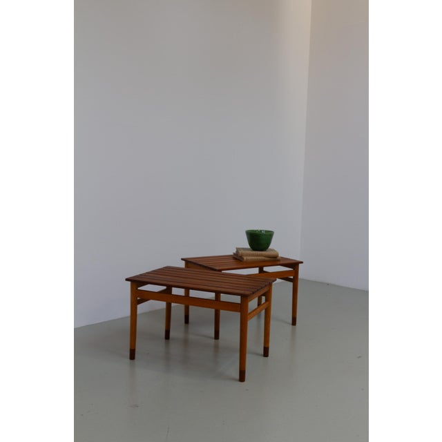 Wood Danish Modern Side Tables in Teak and Beech, 1950s, Set of 2 For Sale - Image 7 of 18