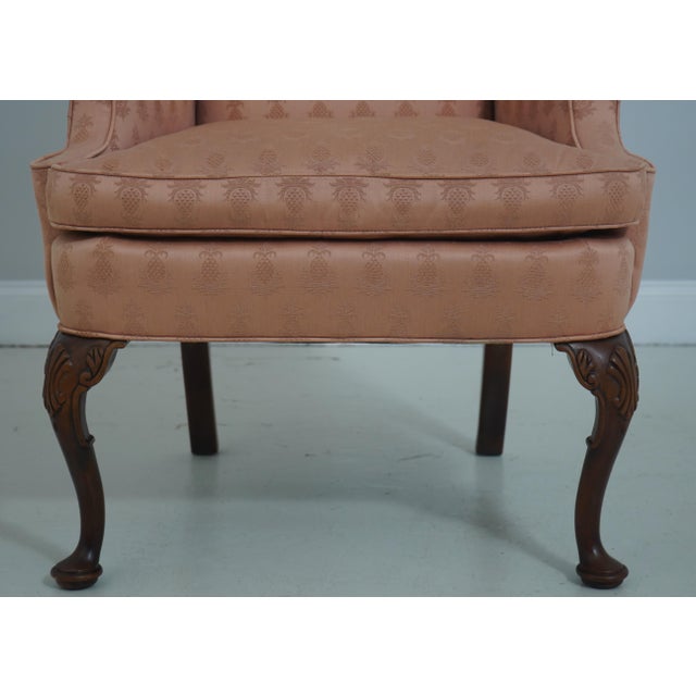 Textile Pair Hickory Chair Co Queen Anne Wing Chairs For Sale - Image 7 of 18