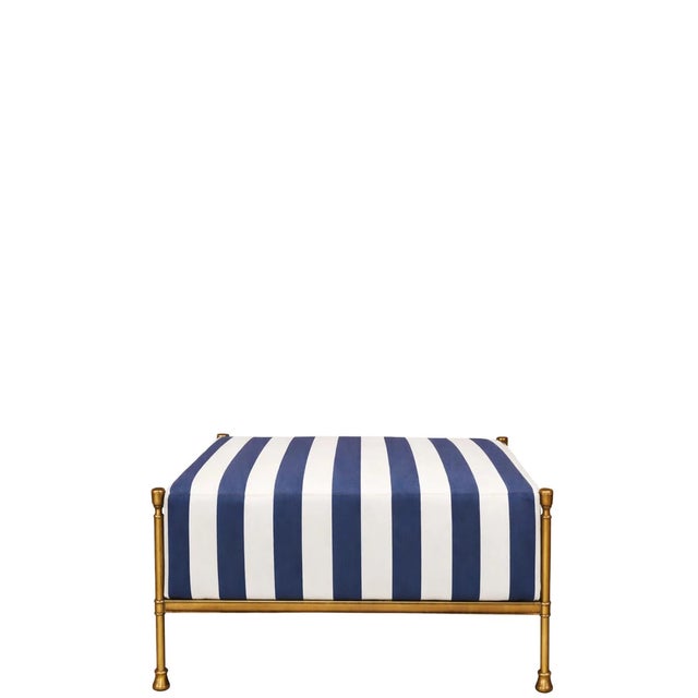 Metal Outdoor Jerome Ottomans in Reed Brass Finish from Michael Taylor, Set of 2 For Sale - Image 7 of 7