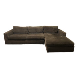 Room & Board Taft Brown Velvet Sofa For Sale