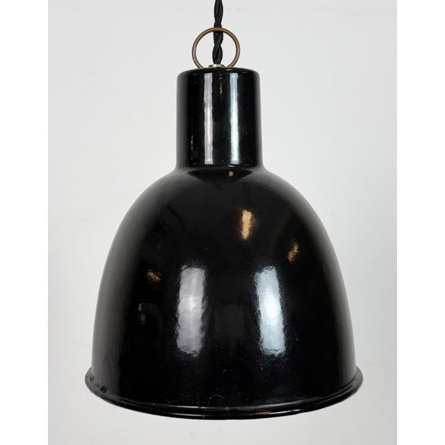 1950s Small Industrial Black Enamel Pendant Lamp, 1950s For Sale - Image 5 of 13