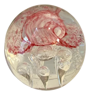 Murano Style Art Glass Paperweight with Red