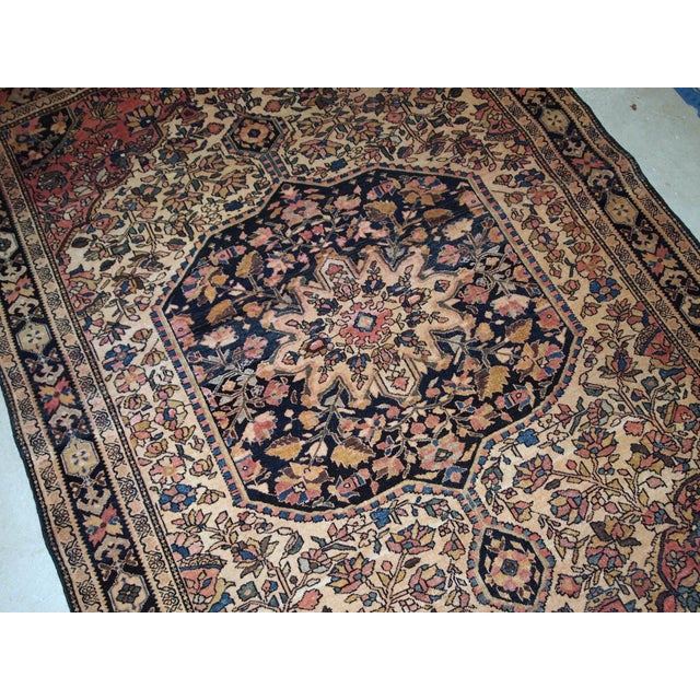 Textile 1900s, Handmade Antique Persian Sarouk Farahan Rug 4' X 6.3' For Sale - Image 7 of 8