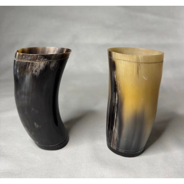 English Vintage Rustic European Horn Vases, a Pair For Sale - Image 3 of 12