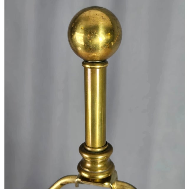 Vintage Hart & Associates Brass & White Pottery Table Lamp W Sea Shell Handles For Sale - Image 6 of 13