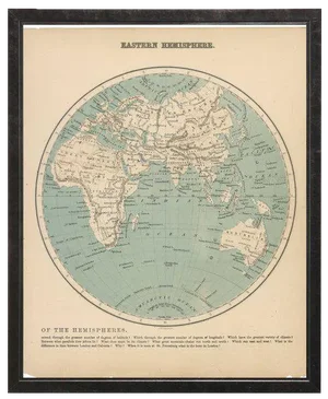 Eastern Hemisphere Map in Pewter Shadowbox