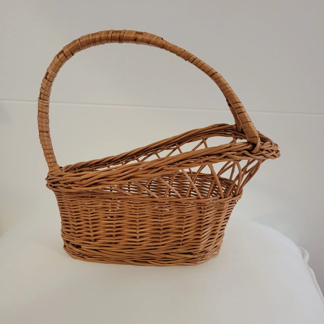 Vintage French Wicker Wine Bottle Holder For Sale - Image 4 of 11