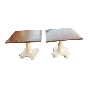 Ethan Allen Vintage Hitchcock Style Pedestal Side Tables, Circa 1970s - a Pair