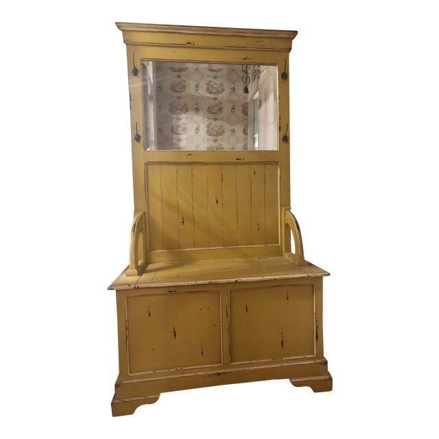 1950s Vintage Farmhouse Wood Hall Tree Chairish