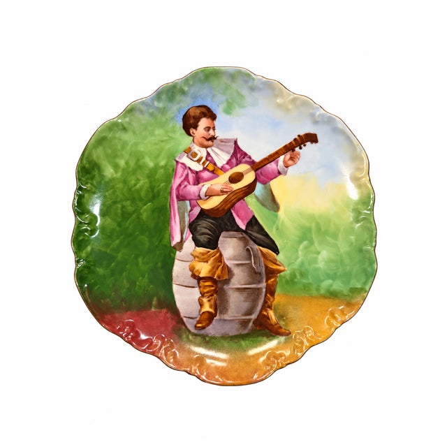 Antique French Hand-Painted Coronet Limoges Troubadour Porcelain Plate For Sale In San Diego - Image 6 of 6