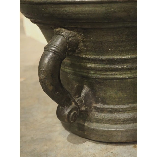 Heavy 16th Century French Bronze Mortar With Handles, Dated 1587, 109 Lbs For Sale - Image 11 of 12