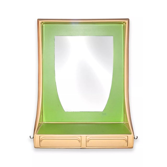 Mid 20th Century Vintage Retro Space Age Hair Salon Mirror Units in Lime Green & Taupe - Set of 8 For Sale - Image 5 of 12