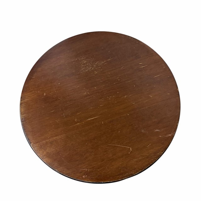 Vintage Round Faux Bamboo Pedestal Drink Side Table For Sale - Image 4 of 4