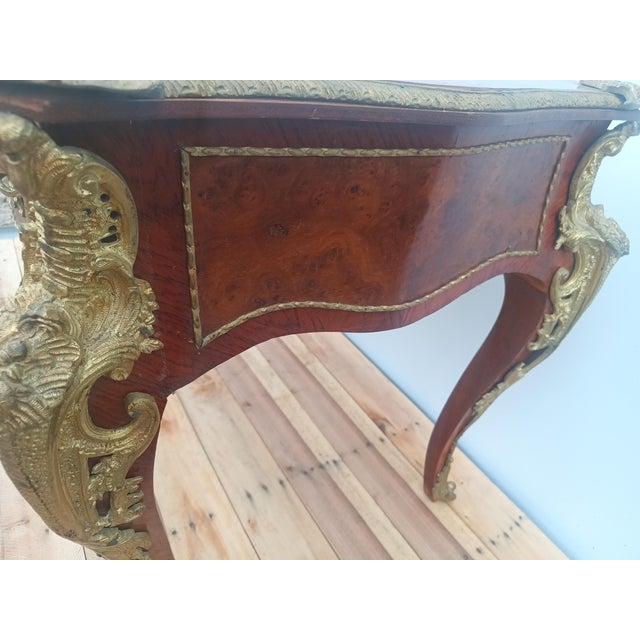 Brown 1910s French Louis XV Style Bureau Plat / Writing Desk For Sale - Image 8 of 16