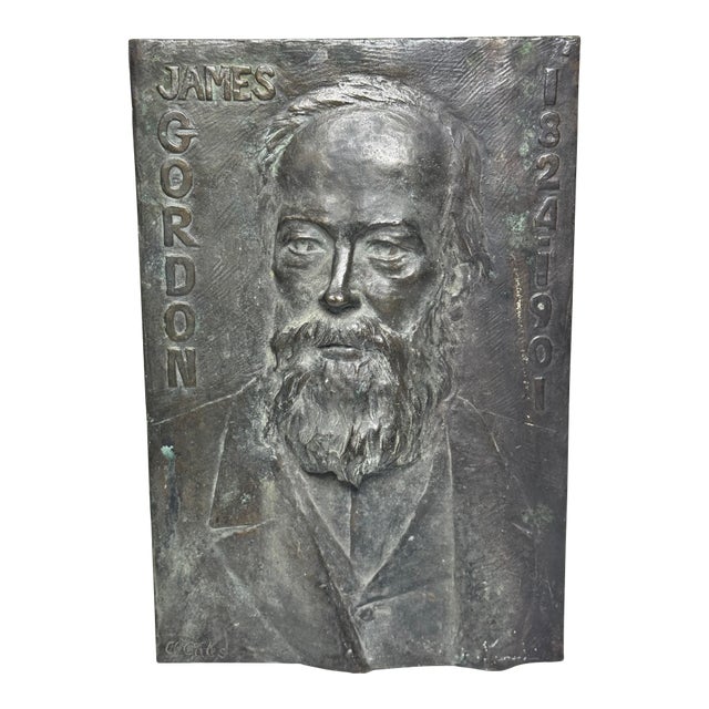 Early 1900s British Bronze Portrait Wall Relief of James Gordon, Attributed to Alice Gates For Sale