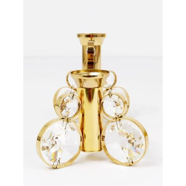 Brass and Crystals Candleholder in the style of Gaetano Sciolari from Palwa, 1970s For Sale - Image 6 of 11