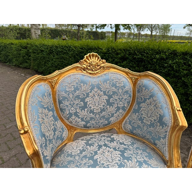 Gold 1940 European Louis XVI Gold Beech Sofa Set - 3 Pc For Sale - Image 8 of 18