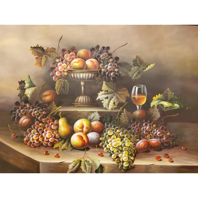 Traditional 1990s Fruit Painting Still Life Unknown Artist - Framed For Sale - Image 3 of 3